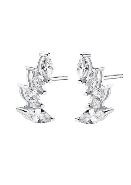 Hey Happiness Paar Ohrstecker Silber 925 mit Zirkonia, Gebogene Silber Dame günstig online kaufen