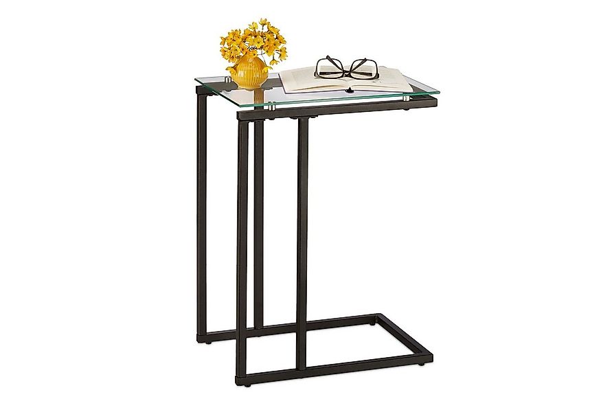 relaxdays Beistelltisch U Form aus Glas und Metall günstig online kaufen