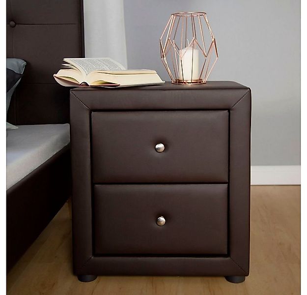 Homestyle4u Nachttisch Nachtschrank Schlafzimmer Braun Beistelltisch Kunstl günstig online kaufen