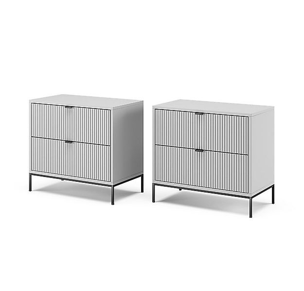 Vicco Nachtschrank Eliza, Grau, 66 x 60 cm 2er Set günstig online kaufen