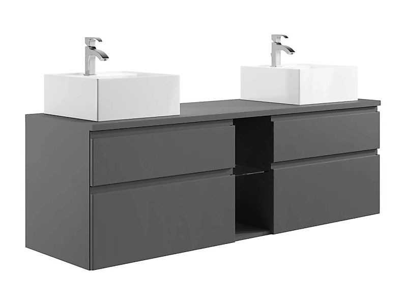 Waschbeckenunterschrank hängend mit Doppelwaschbecken - Grau - 150 cm - MAG günstig online kaufen