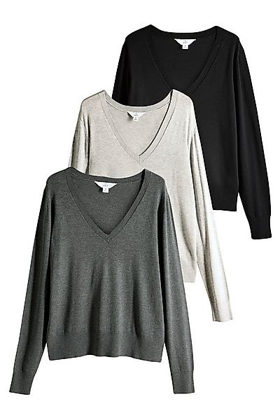The Set V-Ausschnitt-Pullover The Set Feinstrickpulli mit V-Ausschnitt, 3er günstig online kaufen