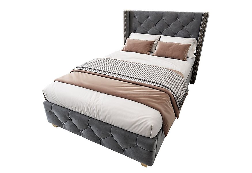 Flieks Polsterbett, Massivholz Einzelbett 90x200cm mit Lattenrost und Polst günstig online kaufen