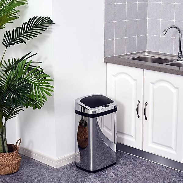 HOMCOM Automatik Sensor Mülleimer 30L mit IR Sensor, viereckig, Edelstahl, günstig online kaufen