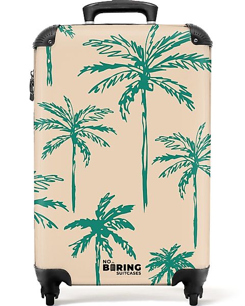 NoBoringSuitcases.com© Hartschalen-Trolley Beige mit grünem Palmendruck günstig online kaufen
