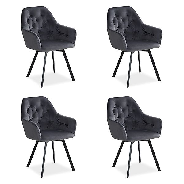 Homestyle4u Polsterstuhl Drehbar 4er Set in Grau 2352 günstig online kaufen