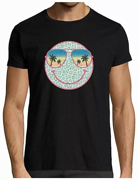 MyDesign24 T-Shirt Herren Print Shirt - Lächelndes Sommer Gesicht Brustprin günstig online kaufen