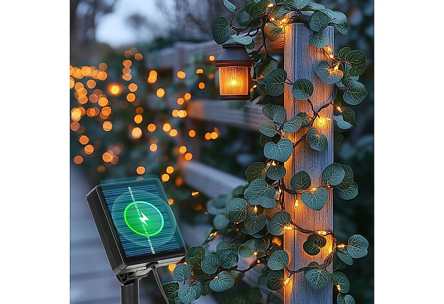 Aigostar LED-Lichterkette Lichterkette Solar Außen 12M 100LED Künstlicher E günstig online kaufen