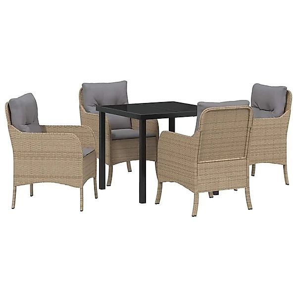 vidaXL Garten Essgruppe mit Kissen 5-Tlg Beige Poly Rattan 3380177 günstig online kaufen