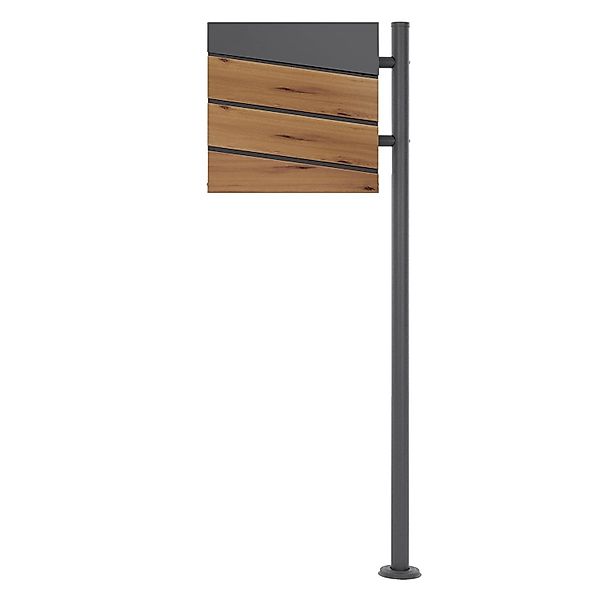 ML-Design Standbriefkasten Anthrazit Holzoptik mit Zeitungsfach Pfosten 120 günstig online kaufen