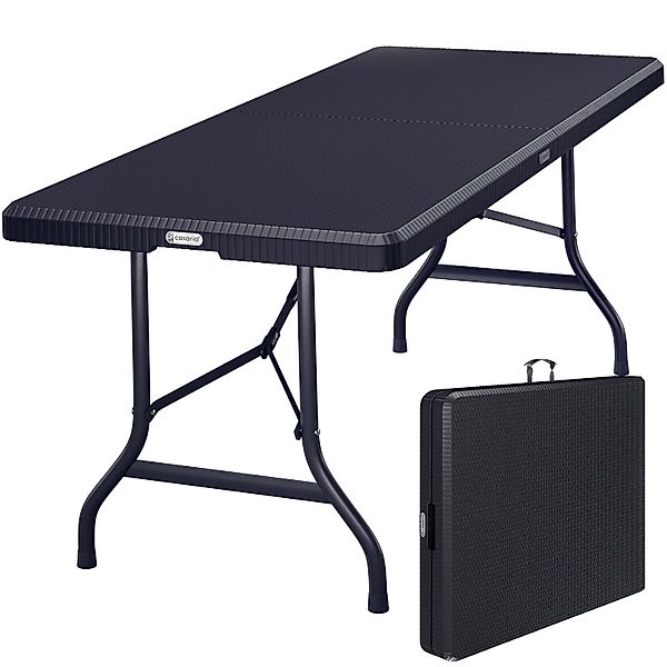 Gartentisch Schwarz Rattan-Look 180x75x73cm klappbar günstig online kaufen