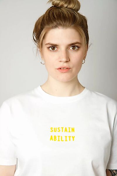 Damen Bio-baumwoll Shirt Mit Siebdruck, Weiß günstig online kaufen