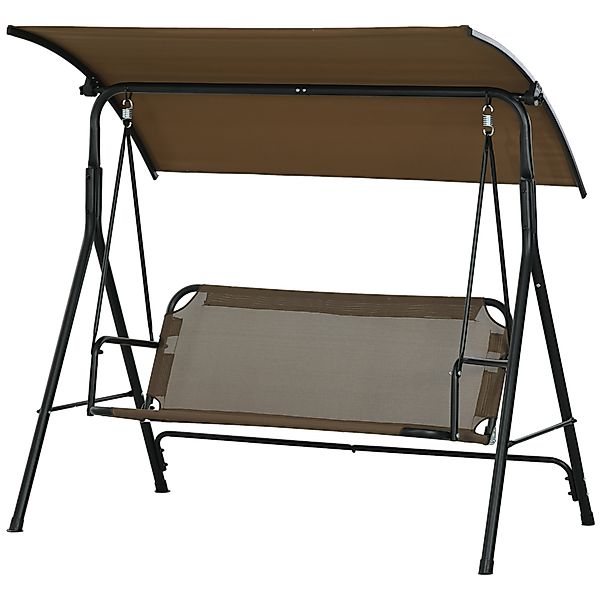 Outsunny Gartenliege 3-Sitzer mit Verstellbarem Sonnenschutzdach, Outdoor-S günstig online kaufen