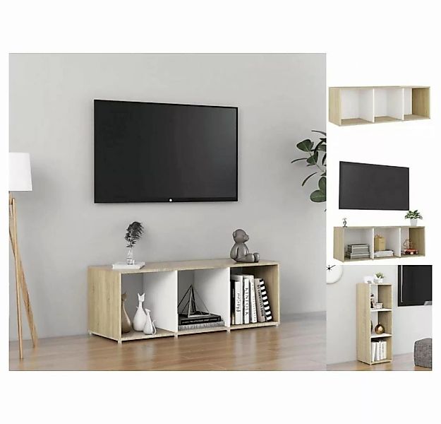 vidaXL TV-Schrank TV-Schrank Weiß und Sonoma-Eiche 107x35x37 cm Spanplatte günstig online kaufen