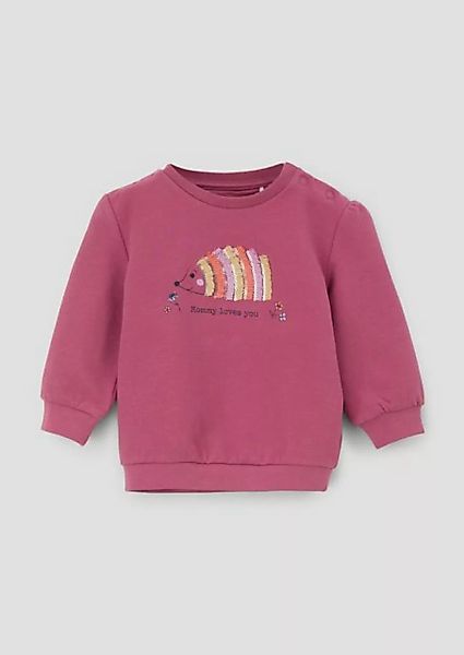 s.Oliver Sweatshirt Sweater mit Frontprint Fransen, Pailletten, Raffung günstig online kaufen