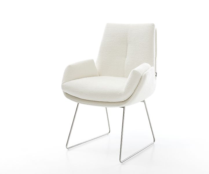 Esszimmerstuhl Clea-Flex Bouclé Soft Beige Kufengestell Edelstahl günstig online kaufen