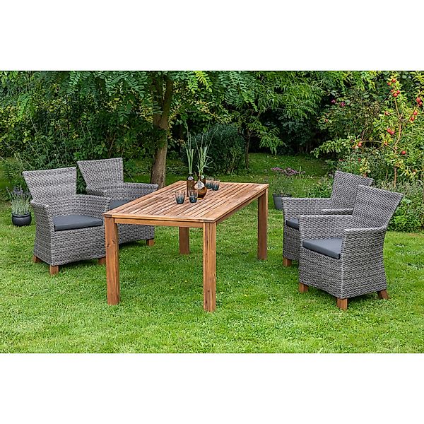 Merxx Toskana Set 5-tlg. Gartentisch 185 x 90 cm Grau günstig online kaufen