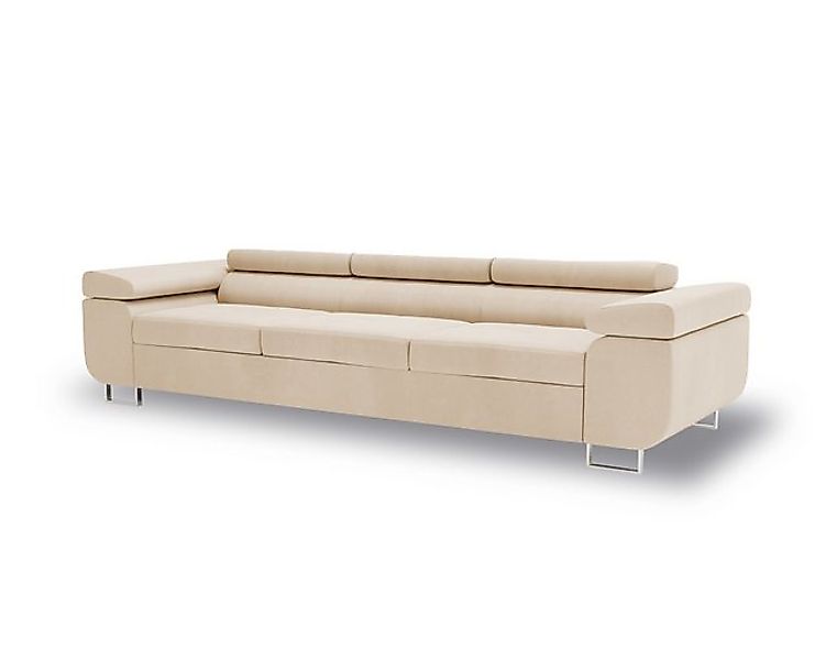 Goldstoff Sofa VENUS 3 Sofa, Ausziehsofa mit Bettkasten - verstellbaren Kop günstig online kaufen