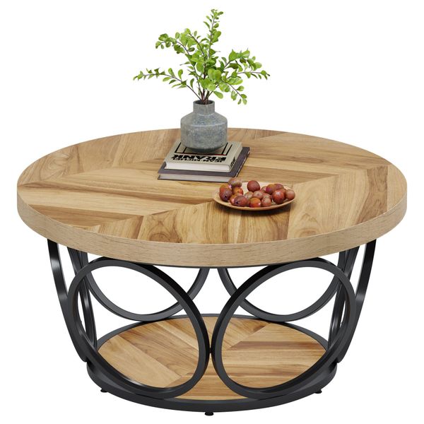 Tribesigns Couchtisch Runde Kaffeetisch Beistelltisch, Industrial günstig online kaufen