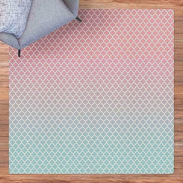 Kork-Teppich Marokkanisches Muster mit Verlauf in Rosa Blau günstig online kaufen