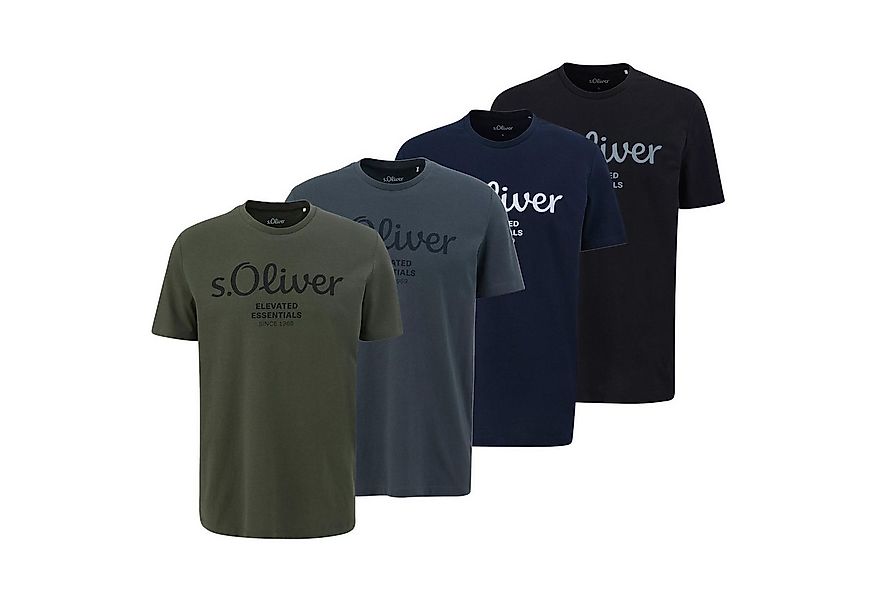 s.Oliver T-Shirt Herren T-Shirt 4er Pack Baumwolle Logo T-Shirt (Packung, 4 günstig online kaufen