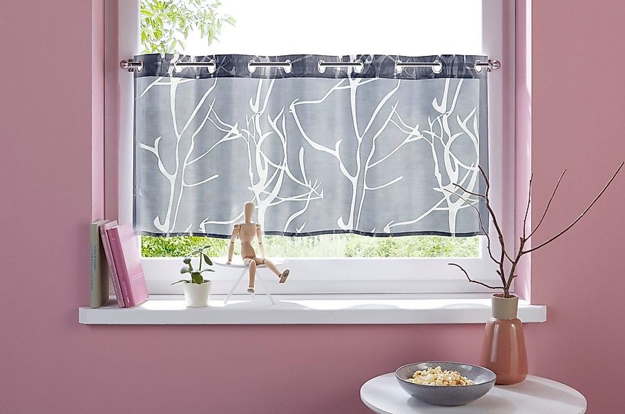 OTTO home Scheibengardine Anna (1 St), Ösen, halbtransparent, Ausbrenner, V günstig online kaufen