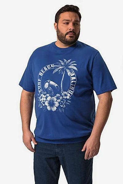Men Plus T-Shirt Men+ T-Shirt Bauchfit Halbarm Palmen Print günstig online kaufen