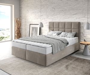 DELIFE Boxspringbett Dream-Fine, Mikrofaser Beige 140x200 günstig online kaufen