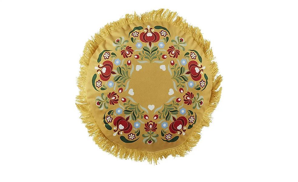 HOME STORY Kissen  Folklore ¦ gelb ¦ Maße (cm): B: 40  Ø: 40 Dekokissen & D günstig online kaufen