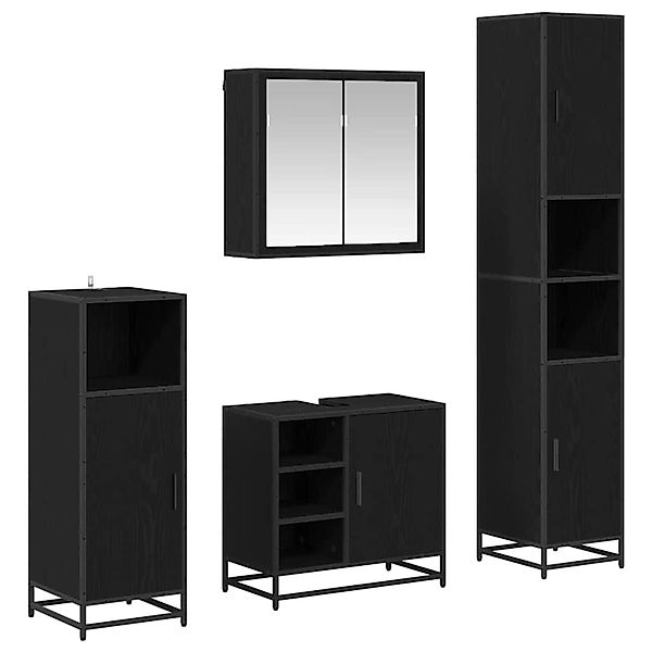 vidaXL Badezimmermöbel Set 4-Tlg Schwarz Eichen-Optik Holzwerkstoff 3402476 günstig online kaufen
