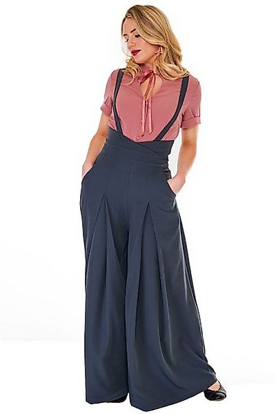 Voodoo Vixen Marlene-Hose Grey Wide Trousers Culotte Vintage Retro Hosenträ günstig online kaufen