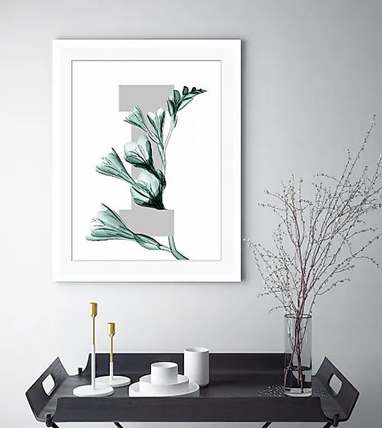 queence Bild »I-Flower«, Buchstaben, Blume, gerahmt, Blätter günstig online kaufen
