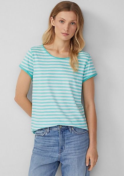 s.Oliver Kurzarmshirt T-Shirt T-Shirt mit Rollkanten und Flammgarnstruktur günstig online kaufen