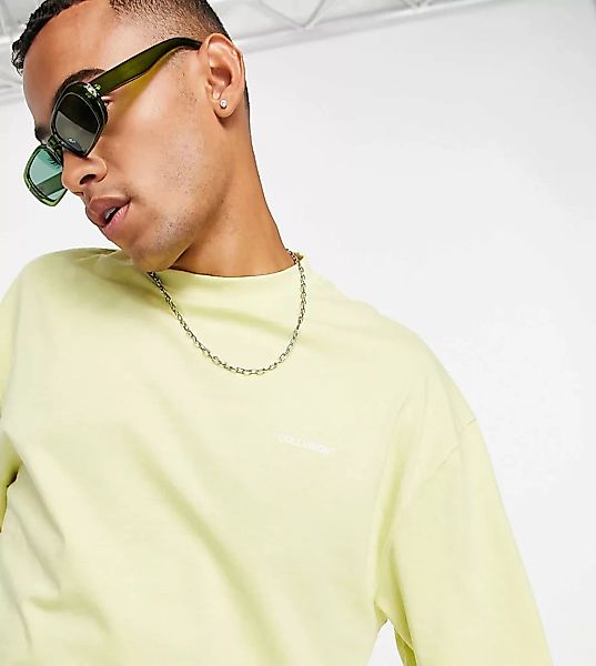 COLLUSION – T-Shirt aus Bio-Baumwolle in Limettengrün mit Logo-Gelb günstig online kaufen