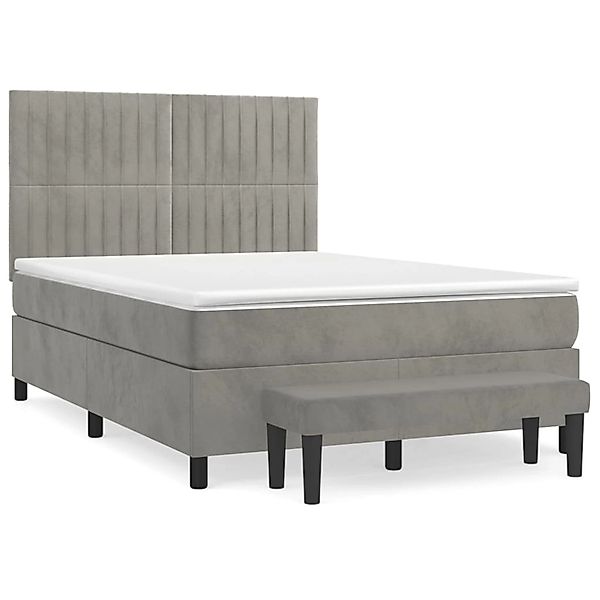 vidaXL Boxspringbett mit Matratze Hellgrau 140x190 cm Samt1466479 günstig online kaufen