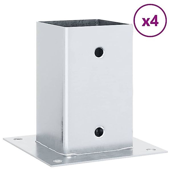 vidaXL Zaunpfosten Pfostenträger Quadratisch 4Stk. Silber günstig online kaufen