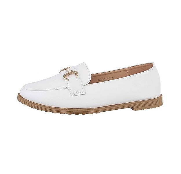 Ital-Design Damen Mokassins Freizeit Slipper Blockabsatz Mokassins in Weiß günstig online kaufen
