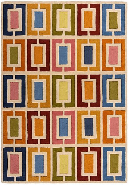 FLAIR RUGS Wollteppich »Retro Blocks mit Hoch-Tief-Effekt« rechteckig 10 mm günstig online kaufen