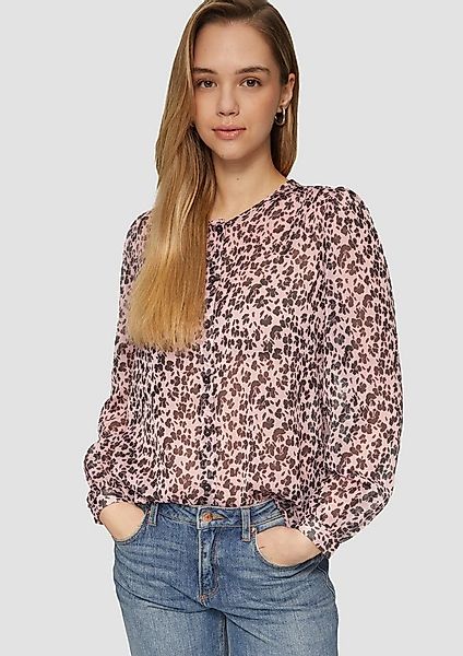 QS Langarmbluse Bluse Leicht transparente Chiffonbluse mit All-over-Print günstig online kaufen
