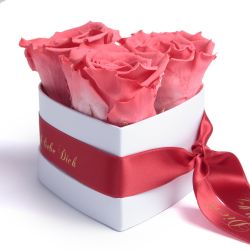 Kunstblume Rosenbox Herz 3 infinity Rosen günstig online kaufen