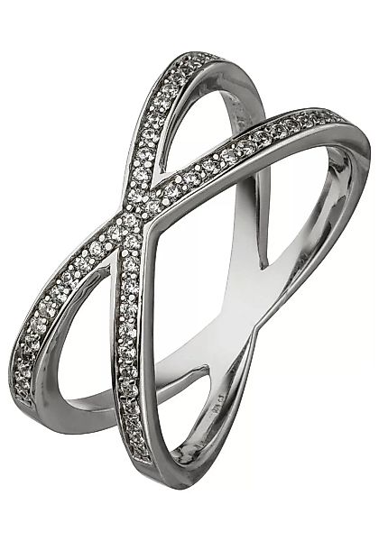 JOBO Fingerring "X-Ring", 925 Silber mit 49 Zirkonia günstig online kaufen