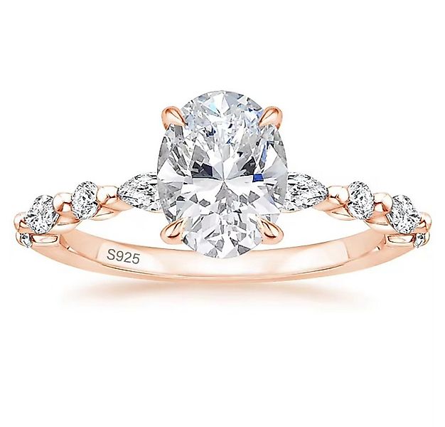 ROUGEMONT Solitärring Extravaganter Moissanit Ring Oval Cut Damen Ring 925 günstig online kaufen