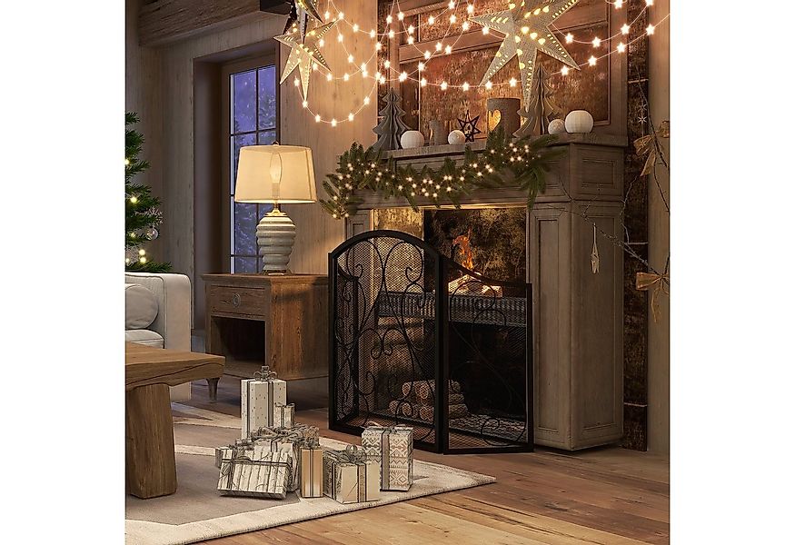 HOMCOM Kamingitter Klappbares Kaminschutzgitter, Ofenschutzgitter mit 3 Pan günstig online kaufen