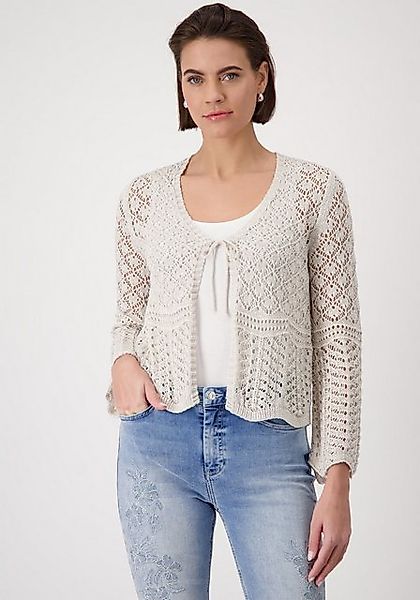 Monari Ajourstrickjacke, mit Bändchen als Verschluss günstig online kaufen