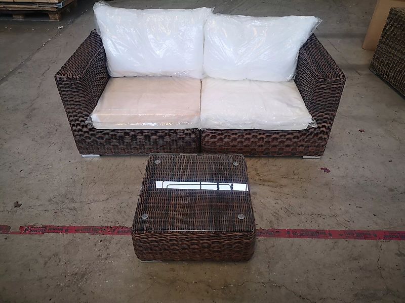 #G 1339: Sofa bestehend aus 2 Eckelementen mit Tisch Ariano 5mm-braun-melie günstig online kaufen