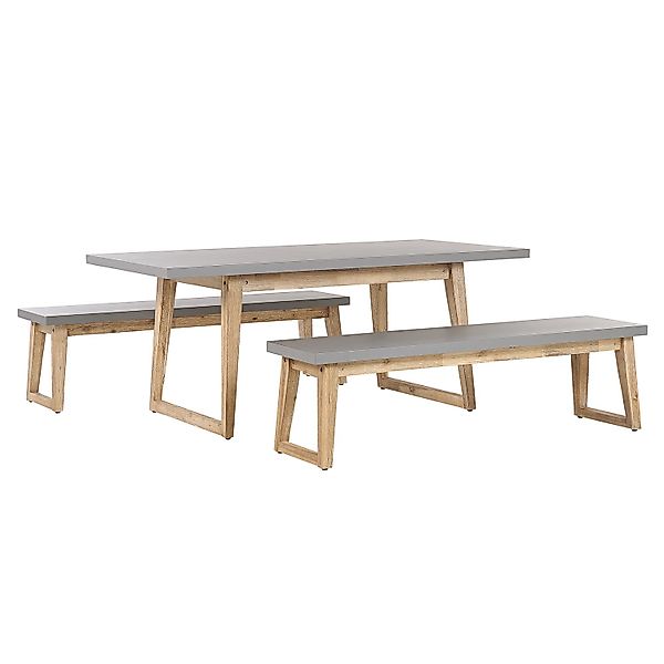 Beliani Gartentisch Set ORIA Grau Heller Holzfarbton 90x160x75 günstig online kaufen