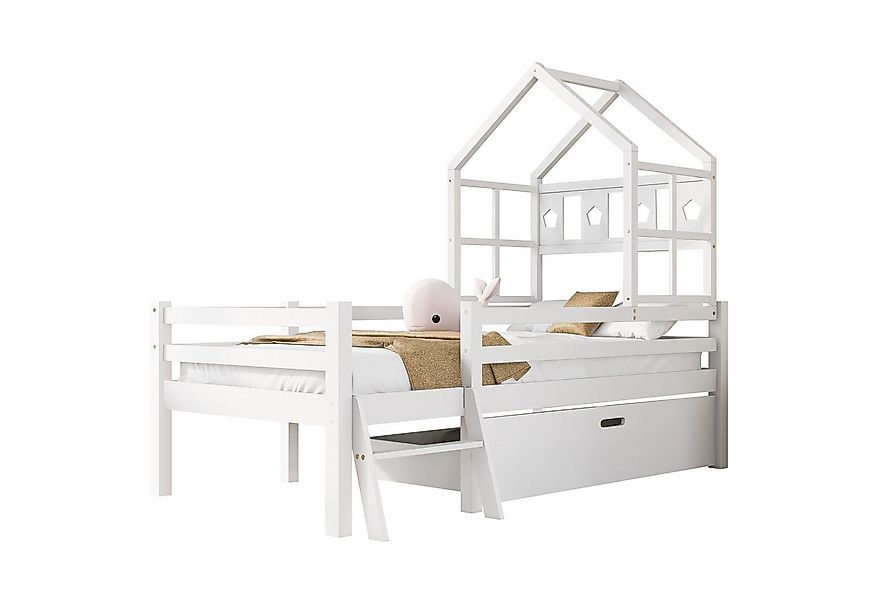 BlingBin Kinderbett Hausbett Hochbett mit Schubladen (1-tlg., mit Rausfalls günstig online kaufen