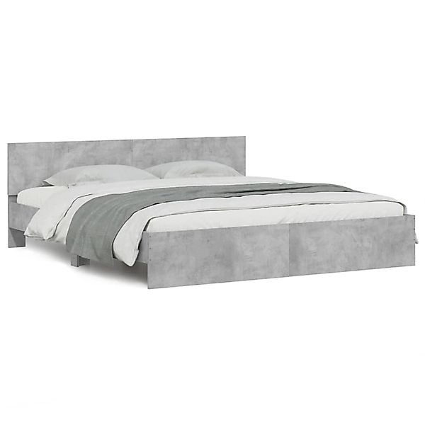 vidaXL Bettgestell, Bettrahmen mit Kopfteil Betongrau 160x200 cm günstig online kaufen