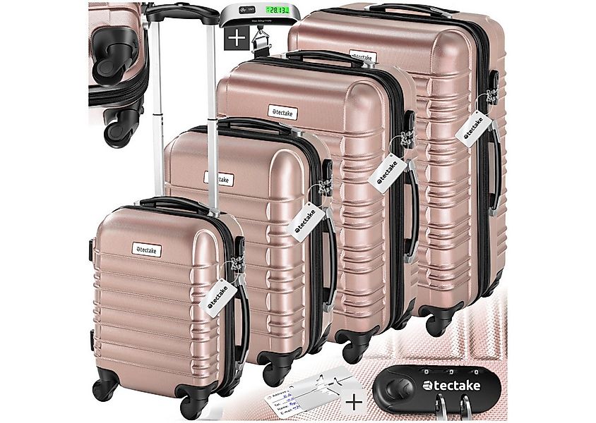 tectake Trolley Hartschalenkoffer-Set, 4 Rollen, 4-teilig aus robustem ABS- günstig online kaufen