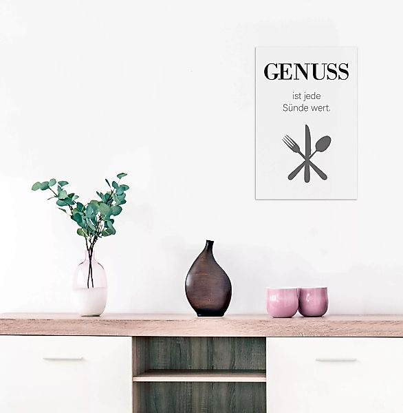 queence Wanddekoobjekt "GENUSS", Stahlschild mit Spruch, Wanddekoration für günstig online kaufen